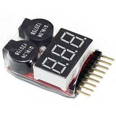 1-8s Lipo battery voltage tester low voltage buzzer alarm